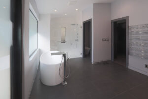 Custom bathroom fixtures installed during a Bay Area bathroom renovation by Bay Area Design and Construction.